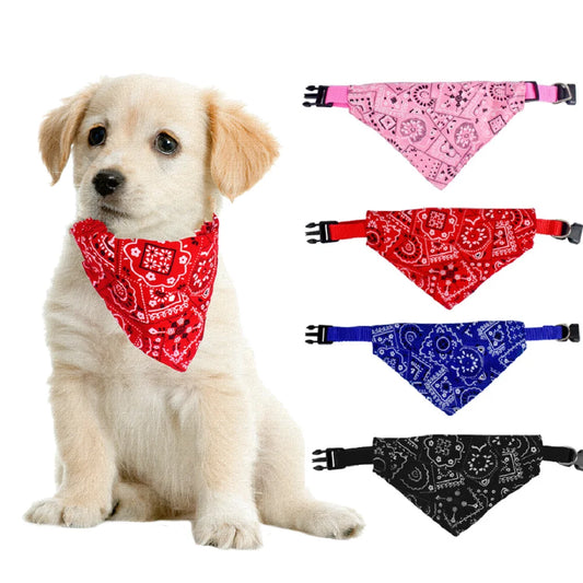 Pet Dog Neck Scarf Puppy Cat Dog Collar Bandana Collar Scarf with Leather Collar Accessories Adjustable Pet Puppy Cat Scarf - Puff & Fluff