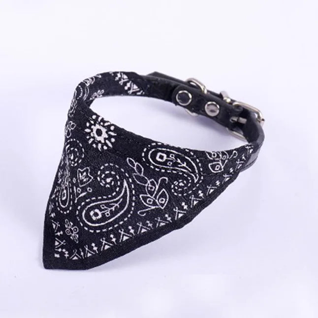 Pet Dog Neck Scarf Puppy Cat Dog Collar Bandana Collar Scarf with Leather Collar Accessories Adjustable Pet Puppy Cat Scarf - Puff & Fluff