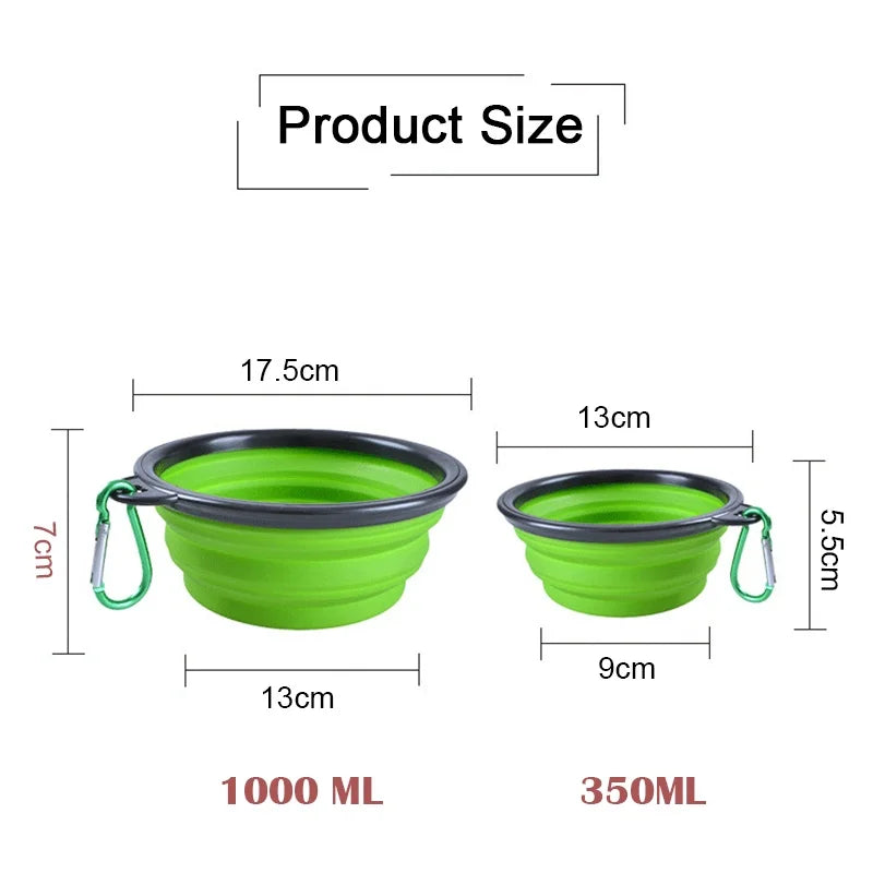 Folding Portable Silicone Dog Feeder Bowl 2 In 1 Pet Dispenser Outdoor Travel Dog Cat with Carabiner Bottle Food Water Container - Puff & Fluff