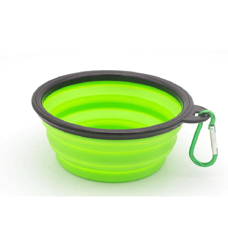 Folding Portable Silicone Dog Feeder Bowl 2 In 1 Pet Dispenser Outdoor Travel Dog Cat with Carabiner Bottle Food Water Container - Puff & Fluff