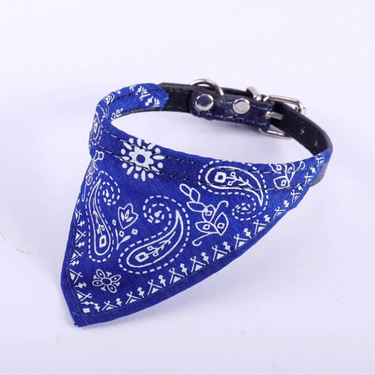 Pet Dog Neck Scarf Puppy Cat Dog Collar Bandana Collar Scarf with Leather Collar Accessories Adjustable Pet Puppy Cat Scarf - Puff & Fluff