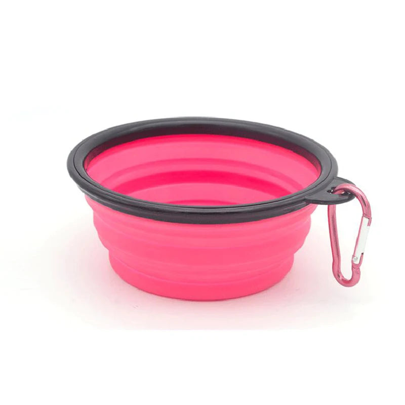 Folding Portable Silicone Dog Feeder Bowl 2 In 1 Pet Dispenser Outdoor Travel Dog Cat with Carabiner Bottle Food Water Container - Puff & Fluff