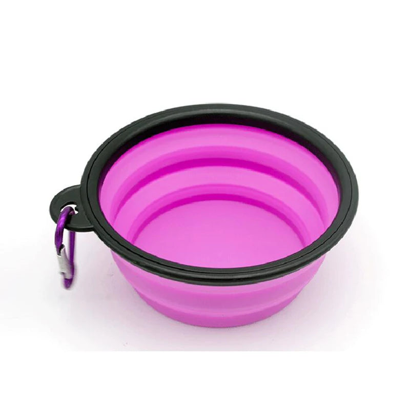 Folding Portable Silicone Dog Feeder Bowl 2 In 1 Pet Dispenser Outdoor Travel Dog Cat with Carabiner Bottle Food Water Container - Puff & Fluff